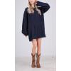 image:imageCHARTOU Women Chunky Cable Knit Sweater Slouchy Fit Balloon Long Sleeve Knitted Tunic DressNavy