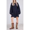 image:imageCHARTOU Women Chunky Cable Knit Sweater Slouchy Fit Balloon Long Sleeve Knitted Tunic DressNavy