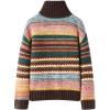 image:imageCHARTOU Women Color Block Striped Pullover Sweater Lapel Mock Neck Half Button Long Sleeve Knit Jumper TopsMulticolour