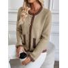 image:imageCHARTOU Women Contrast Trim Crop Cardigan Sweaters Fall Elegant Dressy Sweater CoatKhaki