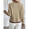 image:imageCHARTOU Women Contrast Trim Crop Cardigan Sweaters Fall Elegant Dressy Sweater CoatKhaki