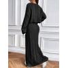 image:imageCHARTOU Women Fall Skirt Sets Two Piece Outfits Cable Knit Cropped Sweater Matching Maxi Long SkirtsBlack