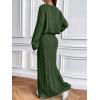image:imageCHARTOU Women Fall Skirt Sets Two Piece Outfits Cable Knit Cropped Sweater Matching Maxi Long SkirtsGreen