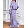 image:imageCHARTOU Women Fall Skirt Sets Two Piece Outfits Cable Knit Cropped Sweater Matching Maxi Long SkirtsWhite