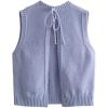 image:imageCHARTOU Women Sleeveless Open Back Sweater Vest Knit Top Crop Summer Y2k Tie Knitted Sweater TankBlue