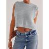 image:imageCHARTOU Women Sleeveless Open Back Sweater Vest Knit Top Crop Summer Y2k Tie Knitted Sweater TankGrey