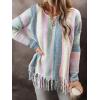 image:imageCHARTOU Womens 2025 Striped Sweater Fall Overszied Pullover Sweater Lightweight Color Block Fringe Knit TopMulticolor