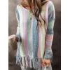 image:imageCHARTOU Womens 2025 Striped Sweater Fall Overszied Pullover Sweater Lightweight Color Block Fringe Knit TopMulticolor
