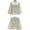 image:imageCHARTOU Womens Dressy Loose Knitted Flared Sleeve Tassel Fringe Sweater PulloverApricot