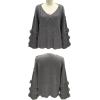 image:imageCHARTOU Womens Dressy Loose Knitted Flared Sleeve Tassel Fringe Sweater PulloverGrey