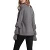 image:imageCHARTOU Womens Dressy Loose Knitted Flared Sleeve Tassel Fringe Sweater PulloverGrey