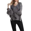 image:imageCHARTOU Womens Dressy Loose Knitted Flared Sleeve Tassel Fringe Sweater PulloverGrey