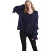 image:imageCHARTOU Womens Dressy Loose Knitted Flared Sleeve Tassel Fringe Sweater PulloverNavy