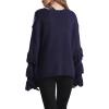 image:imageCHARTOU Womens Dressy Loose Knitted Flared Sleeve Tassel Fringe Sweater PulloverNavy