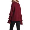 image:imageCHARTOU Womens Dressy Loose Knitted Flared Sleeve Tassel Fringe Sweater PulloverRed