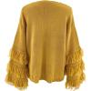 image:imageCHARTOU Womens Dressy Loose Knitted Flared Sleeve Tassel Fringe Sweater PulloverYellow