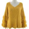 image:imageCHARTOU Womens Dressy Loose Knitted Flared Sleeve Tassel Fringe Sweater PulloverYellow