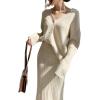 image:imageCHARTOU Womens Elegant 2 Pieces Sweater Outfits Open Front Cardigan and Bodycon Skirt SetsApricot