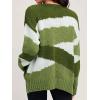 image:imageCHARTOU Womens Fall Fashion Color Block Side Slit Asymmetrical Striped Crewneck Pullover SweaterGreen