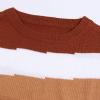 image:imageCHARTOU Womens Fall Fashion Color Block Side Slit Asymmetrical Striped Crewneck Pullover SweaterKhaki