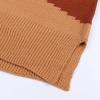 image:imageCHARTOU Womens Fall Fashion Color Block Side Slit Asymmetrical Striped Crewneck Pullover SweaterKhaki