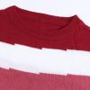 image:imageCHARTOU Womens Fall Fashion Color Block Side Slit Asymmetrical Striped Crewneck Pullover SweaterPink