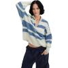 image:imageCHARTOU Quarter Zip Pullover Sweater for Women Color Block Striped Oversized Knitted Sweatshirt Jumper TopsBlue