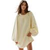 image:imageCHARTOU Women Chunky Cable Knit Sweater Slouchy Fit Balloon Long Sleeve Knitted Tunic DressApricot