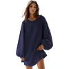 image:imageCHARTOU Women Chunky Cable Knit Sweater Slouchy Fit Balloon Long Sleeve Knitted Tunic DressNavy