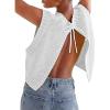 image:imageCHARTOU Women Sleeveless Open Back Sweater Vest Knit Top Crop Summer Y2k Tie Knitted Sweater TankWhite