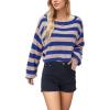 image:imageCHARTOU Women Stripes Cropped Knitted Sweater Fall 2025 Oversized Color Block Long Sleeve Pullover Jumper TopsBlue