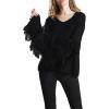 image:imageCHARTOU Womens Dressy Loose Knitted Flared Sleeve Tassel Fringe Sweater PulloverBlack