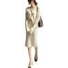 image:imageCHARTOU Womens Elegant 2 Pieces Sweater Outfits Open Front Cardigan and Bodycon Skirt SetsApricot