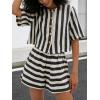 image:imageCHARTOU 2 Piece Lounge Linen Short Sets for Women Matching Striped Crop Top Summer Travel Vacation OutfitsBlack
