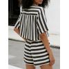 image:imageCHARTOU 2 Piece Lounge Linen Short Sets for Women Matching Striped Crop Top Summer Travel Vacation OutfitsBlack