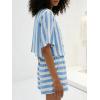 image:imageCHARTOU 2 Piece Lounge Linen Short Sets for Women Matching Striped Crop Top Summer Travel Vacation OutfitsBlue