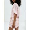 image:imageCHARTOU 2 Piece Lounge Linen Short Sets for Women Matching Striped Crop Top Summer Travel Vacation OutfitsPink