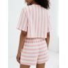 image:imageCHARTOU 2 Piece Lounge Linen Short Sets for Women Matching Striped Crop Top Summer Travel Vacation OutfitsPink