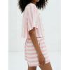 image:imageCHARTOU 2 Piece Lounge Linen Short Sets for Women Matching Striped Crop Top Summer Travel Vacation OutfitsPink