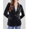 image:imageCHARTOU Women 1 Button Fitted Velvet Blazer Jacket Business Suit Jacket Work Office Notched CollarBlack