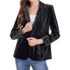 image:imageCHARTOU Women 1 Button Fitted Velvet Blazer Jacket Business Suit Jacket Work Office Notched CollarBlack