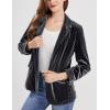 image:imageCHARTOU Women 1 Button Fitted Velvet Blazer Jacket Business Suit Jacket Work Office Notched CollarBlack