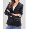 image:imageCHARTOU Women 1 Button Fitted Velvet Blazer Jacket Business Suit Jacket Work Office Notched CollarBlack