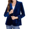 image:imageCHARTOU Women 1 Button Fitted Velvet Blazer Jacket Business Suit Jacket Work Office Notched CollarBlue
