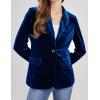 image:imageCHARTOU Women 1 Button Fitted Velvet Blazer Jacket Business Suit Jacket Work Office Notched CollarBlue