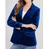 image:imageCHARTOU Women 1 Button Fitted Velvet Blazer Jacket Business Suit Jacket Work Office Notched CollarBlue