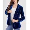 image:imageCHARTOU Women 1 Button Fitted Velvet Blazer Jacket Business Suit Jacket Work Office Notched CollarBlue