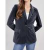 image:imageCHARTOU Women 1 Button Fitted Velvet Blazer Jacket Business Suit Jacket Work Office Notched CollarDark Grey