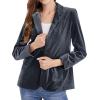 image:imageCHARTOU Women 1 Button Fitted Velvet Blazer Jacket Business Suit Jacket Work Office Notched CollarDark Grey