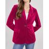 image:imageCHARTOU Women 1 Button Fitted Velvet Blazer Jacket Business Suit Jacket Work Office Notched CollarRosy